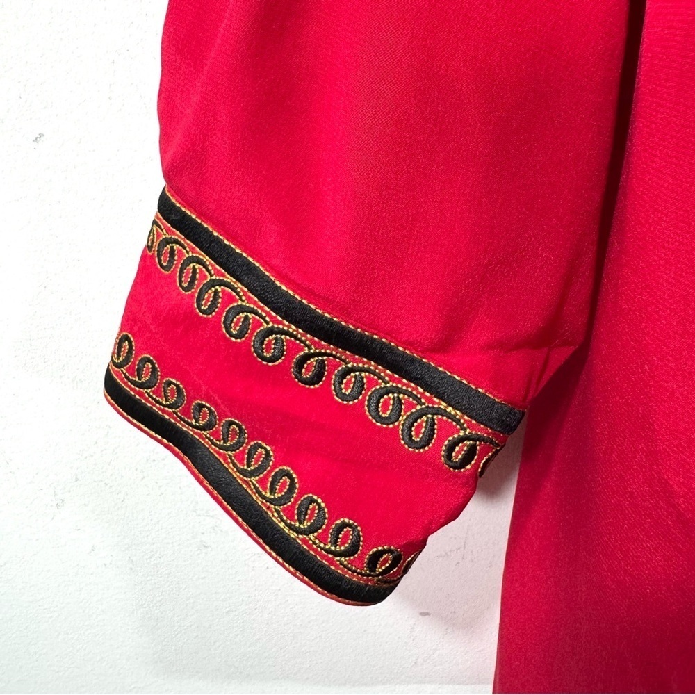 Vintage BOB MACKIE Wearable Art SILK Red and Black Embroidered Jacket - Picture 3 of 10